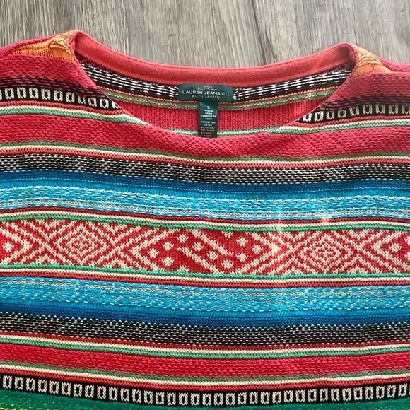 Vintage 1990s LRL Ralph Lauren Colorful Southwestern Western Knit Sweater Small - Picture 3 of 14
